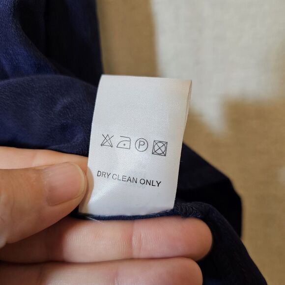 Chaser Navy Blue Mini Dress Crepe De Chine Silk Strappy Slip Pockets Womens XS - Picture 8 of 9